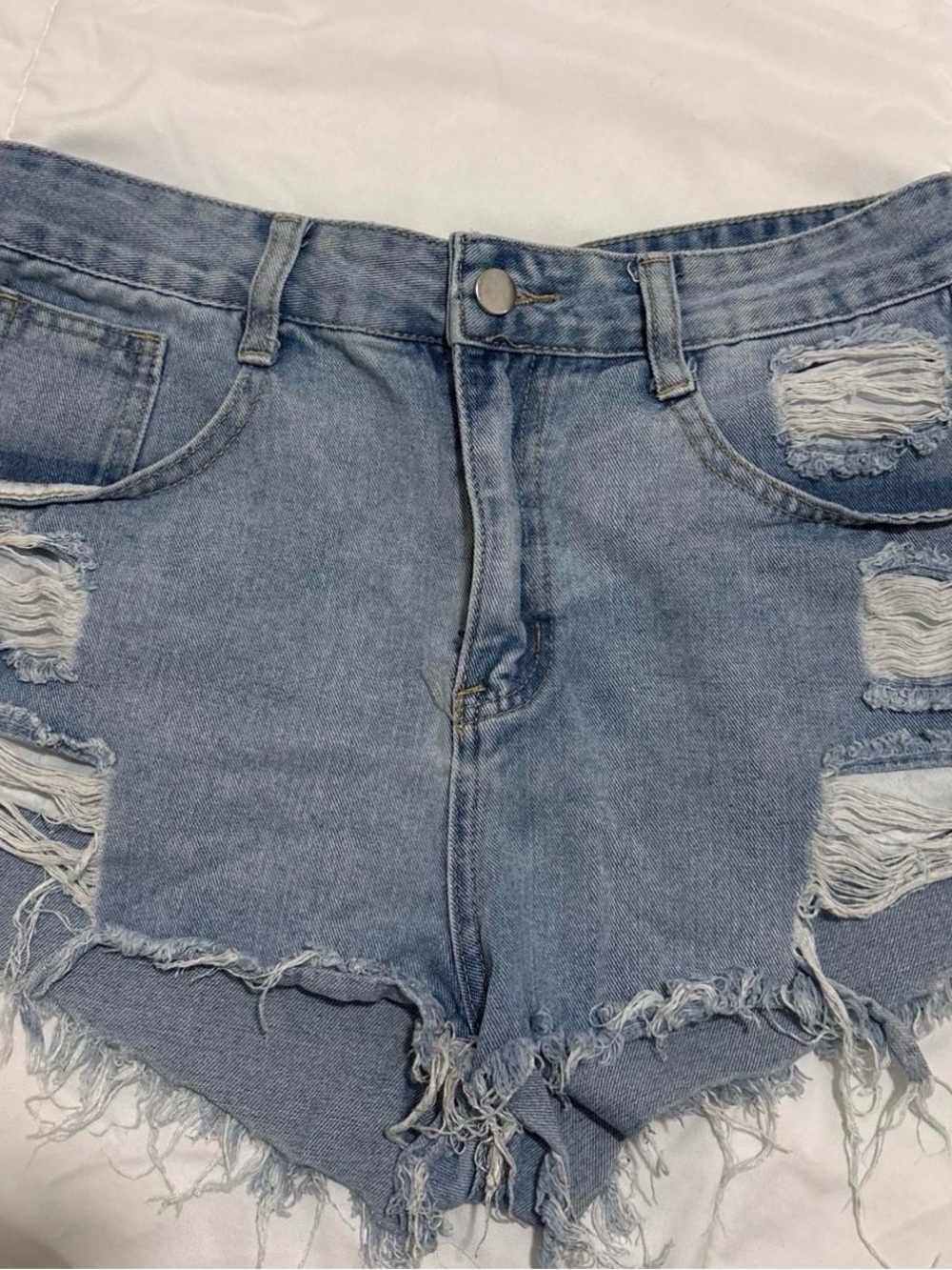 BECCA Light Blue Distressed Jean Shorts